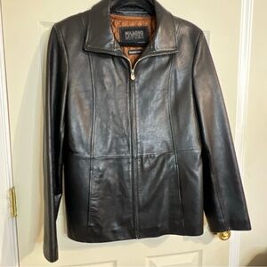 Wilsons Leather black Womens zip Jacket pockets size L